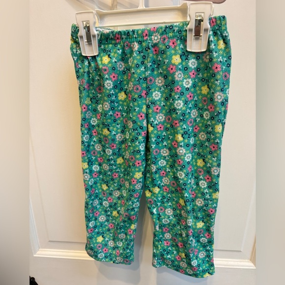 Carter’s 2T Girls Green Floral Fleece Pajama Pants - Picture 1 of 5